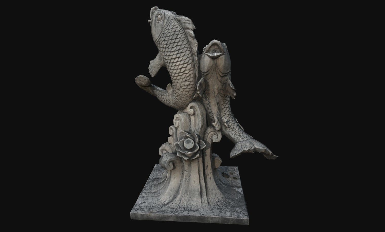 Fountain statue of fish Low-poly 3D model_6