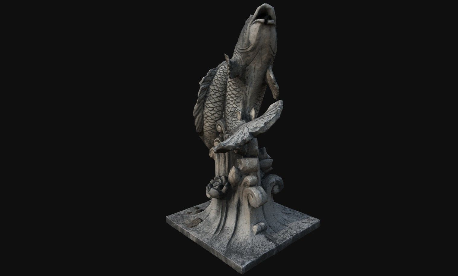 Fountain statue of fish Low-poly 3D model_9