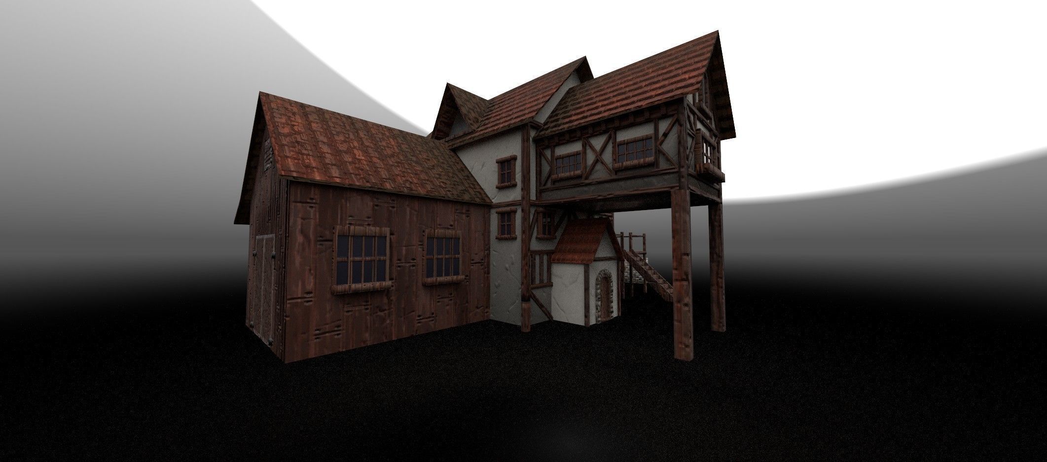 Stylised Water Mill  Low-poly 3D model_2