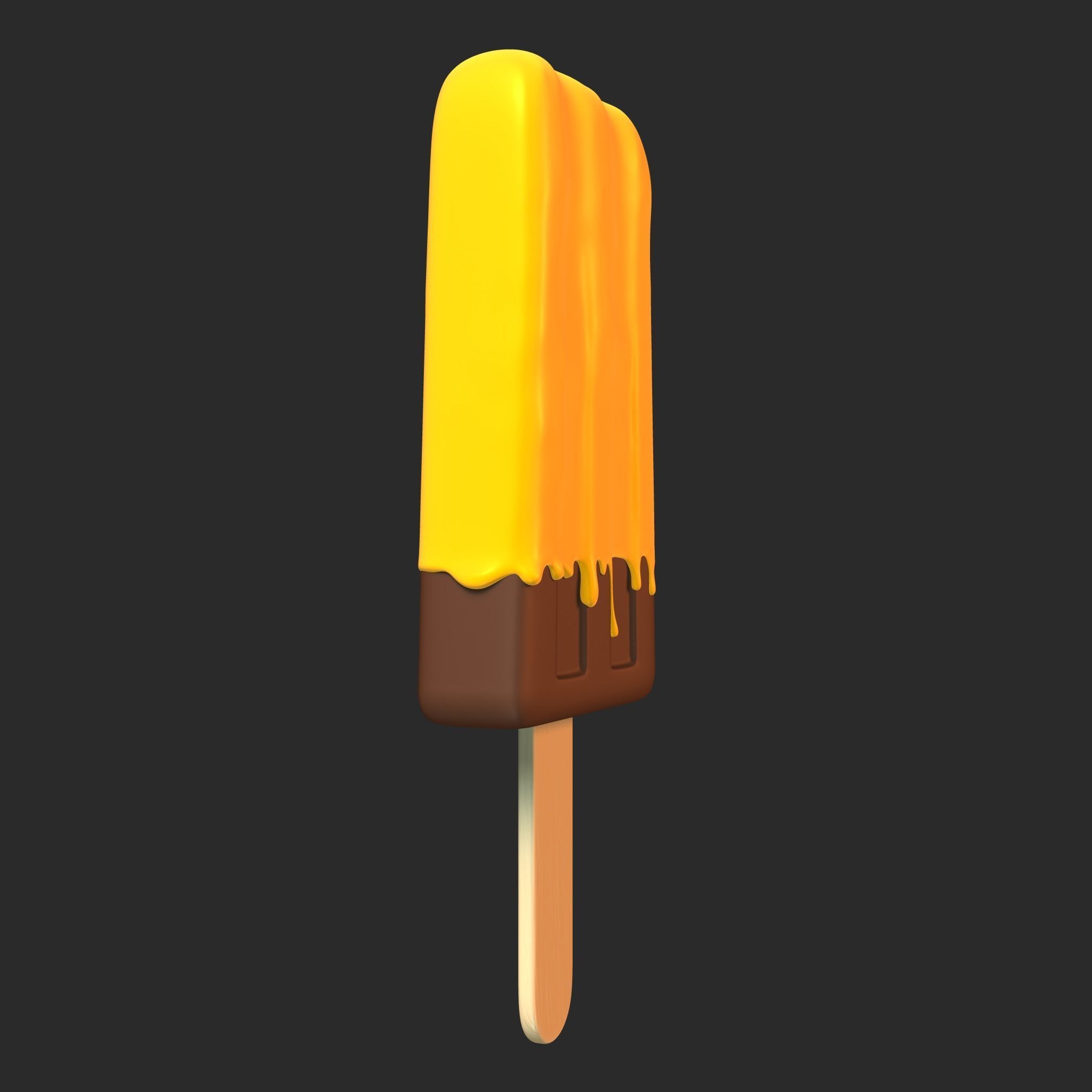 Ice Cream Bar Mango Low-poly 3D model_2
