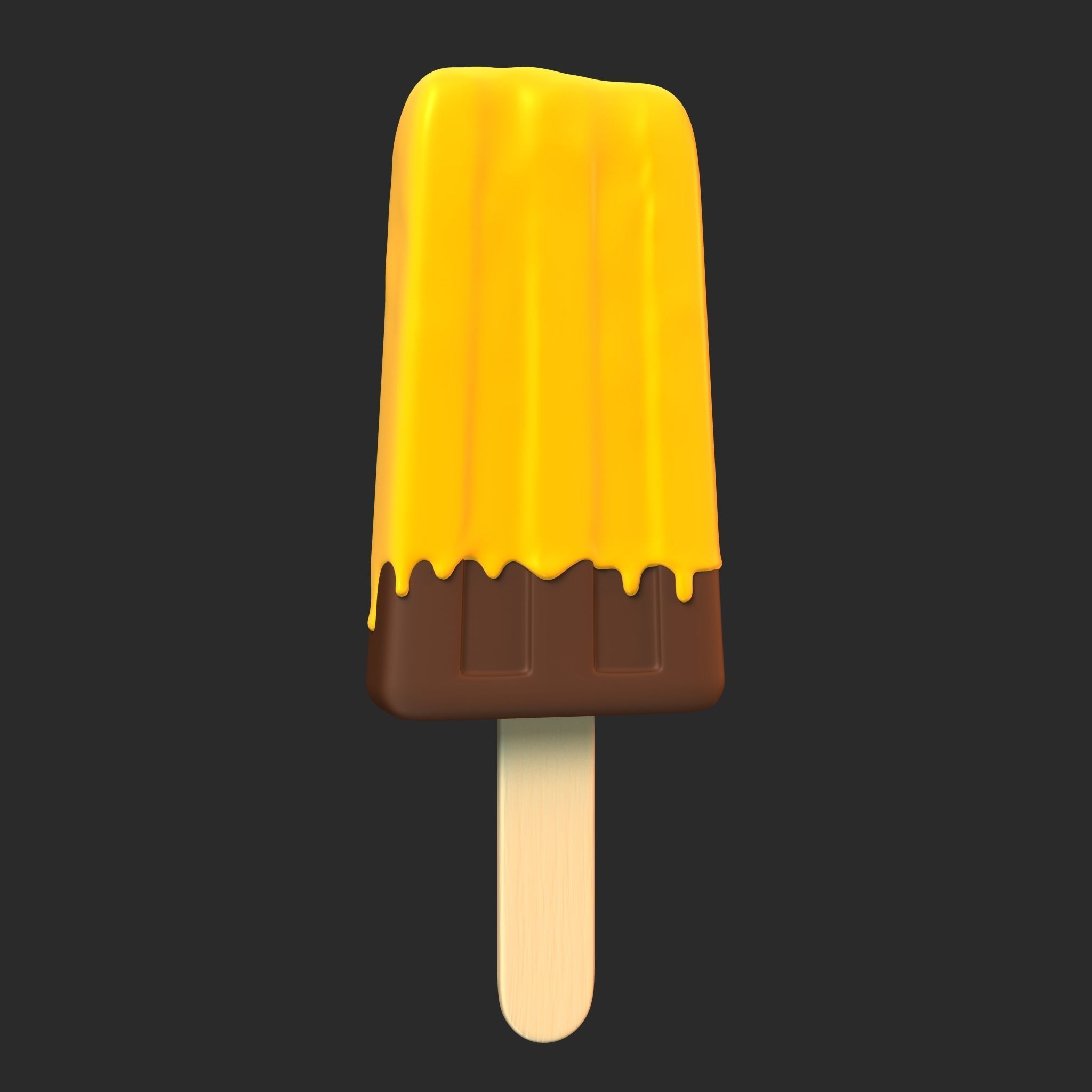 Ice Cream Bar Mango Low-poly 3D model_6