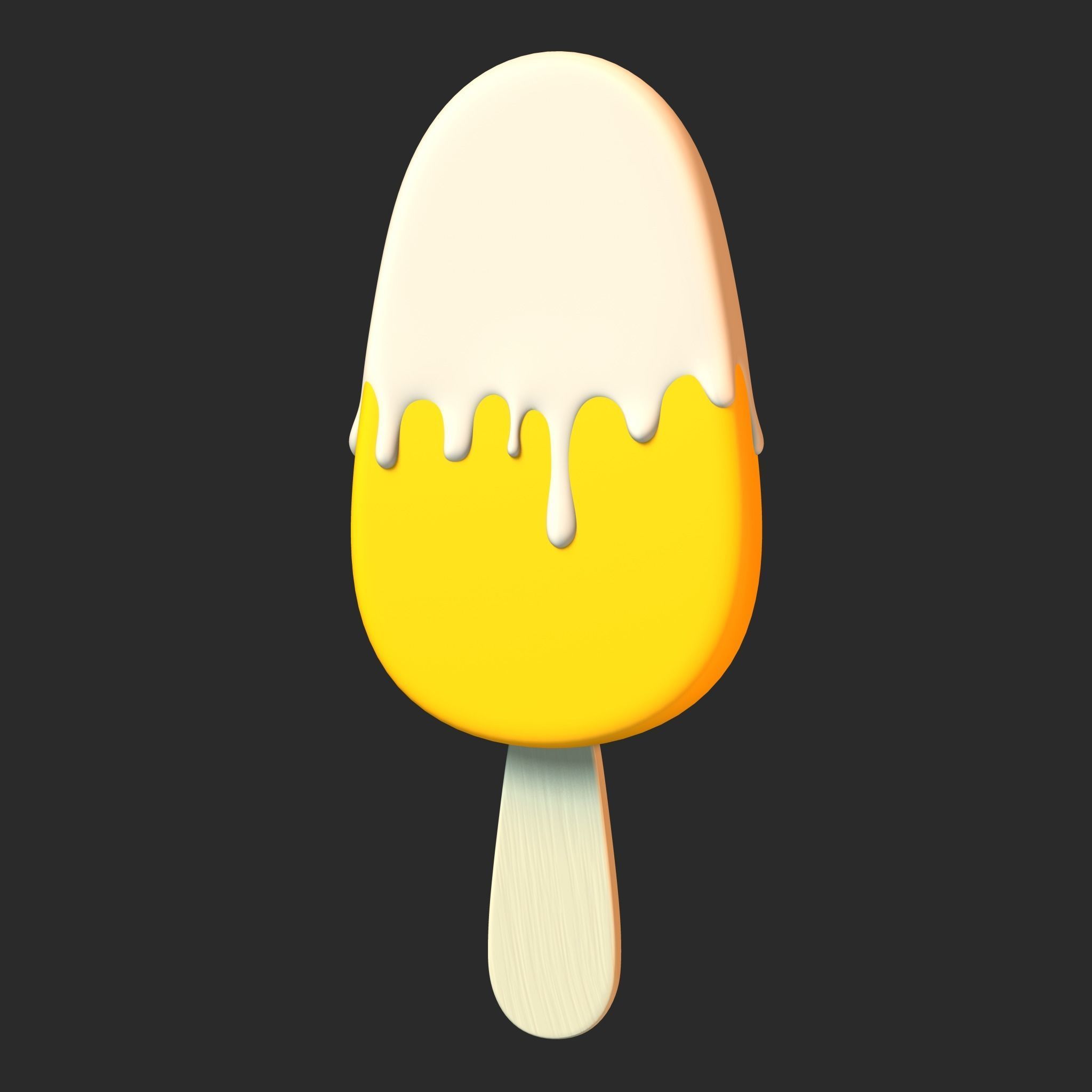 Ice Cream Bar Orange Low-poly 3D model_7
