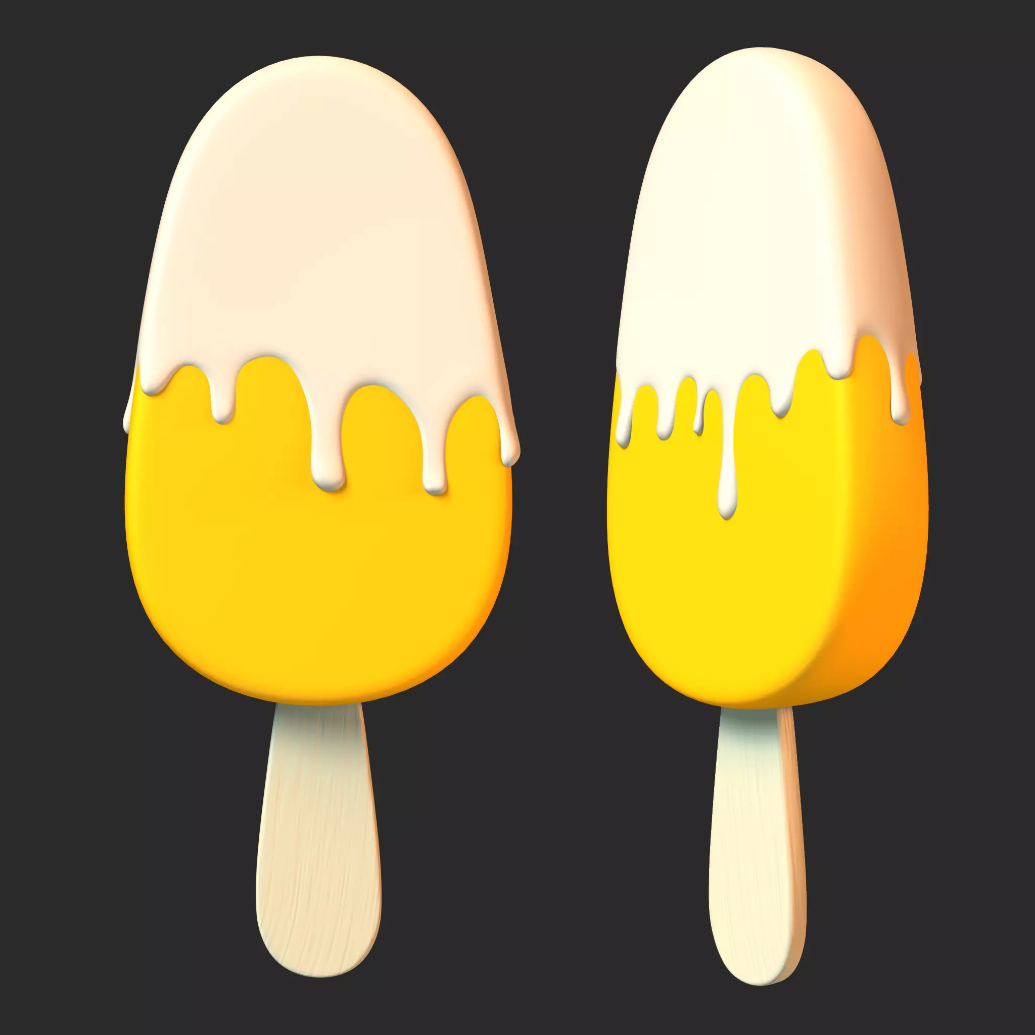 Ice Cream Bar Orange Low-poly 3D model_0