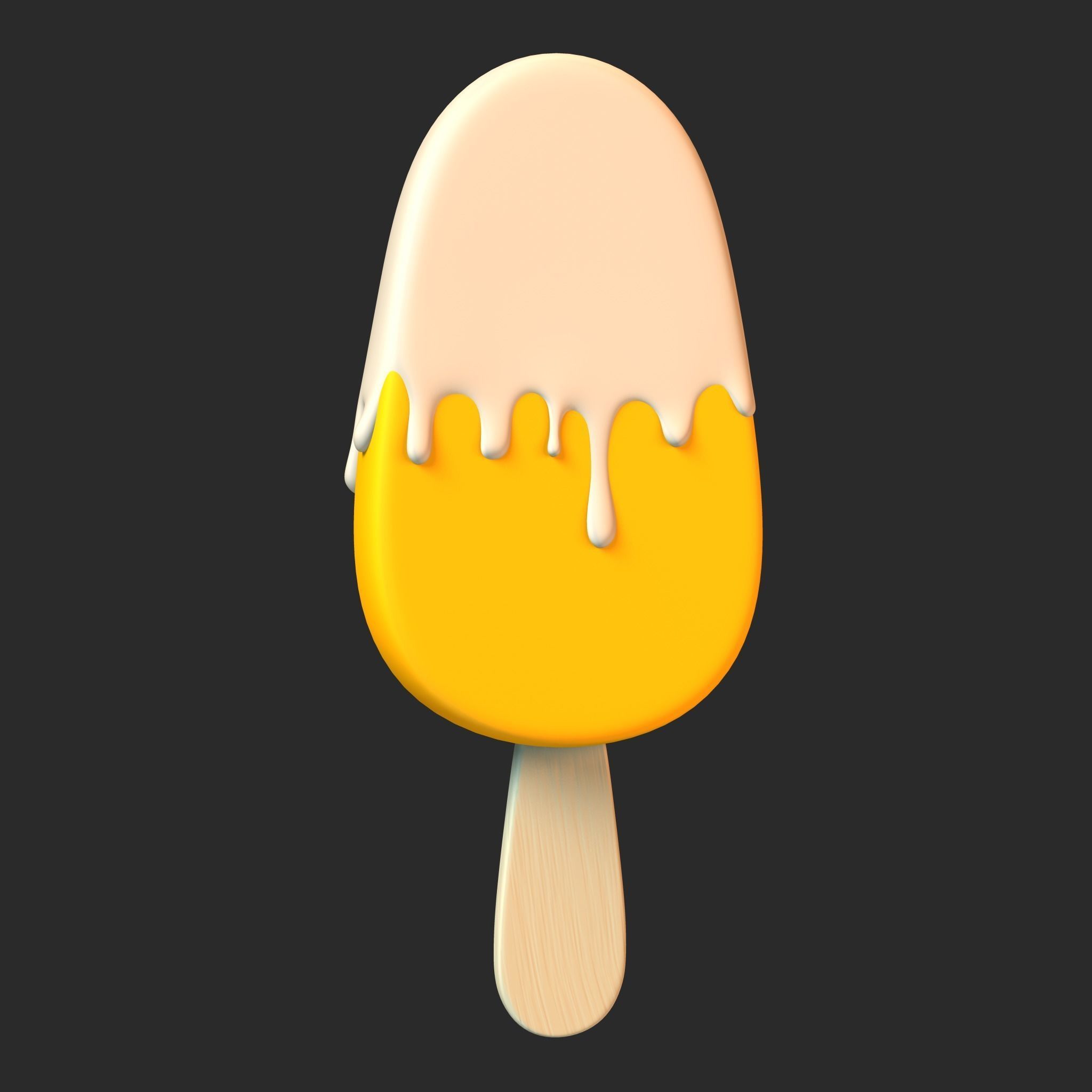 Ice Cream Bar Orange Low-poly 3D model_8
