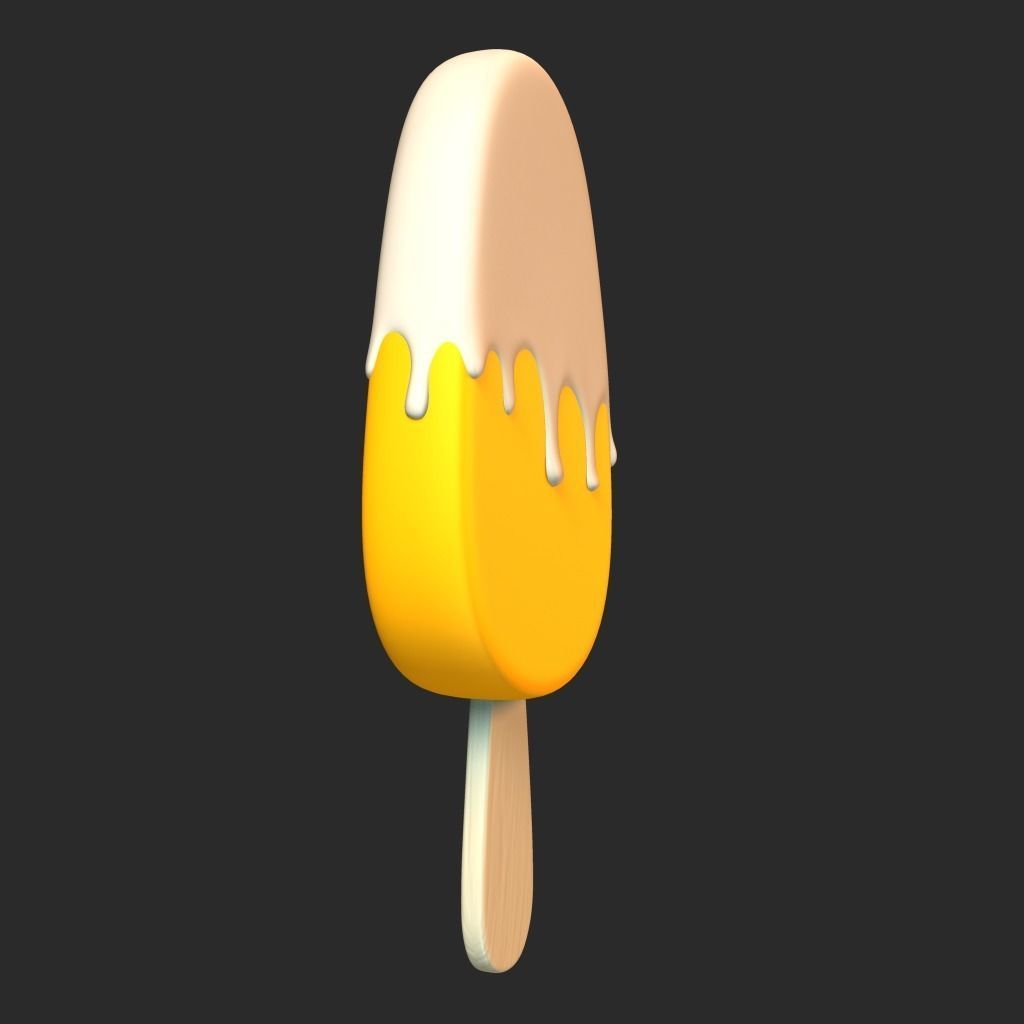 Ice Cream Bar Orange Low-poly 3D model_4