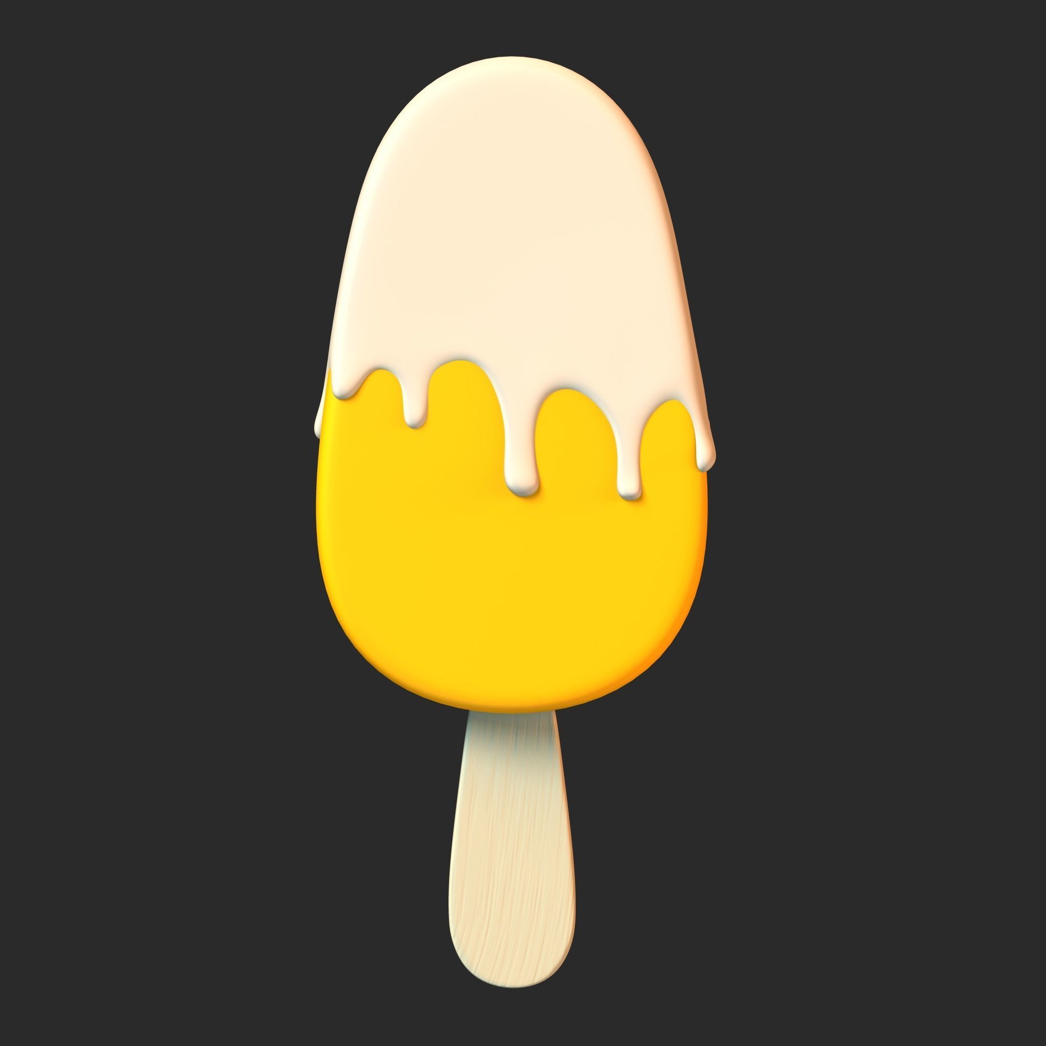 Ice Cream Bar Orange Low-poly 3D model_2
