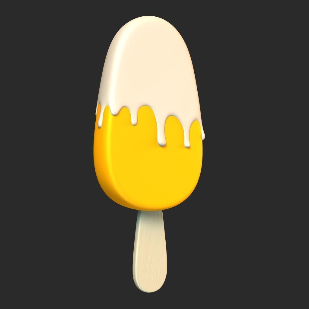 Ice Cream Bar Orange Low-poly 3D model_3