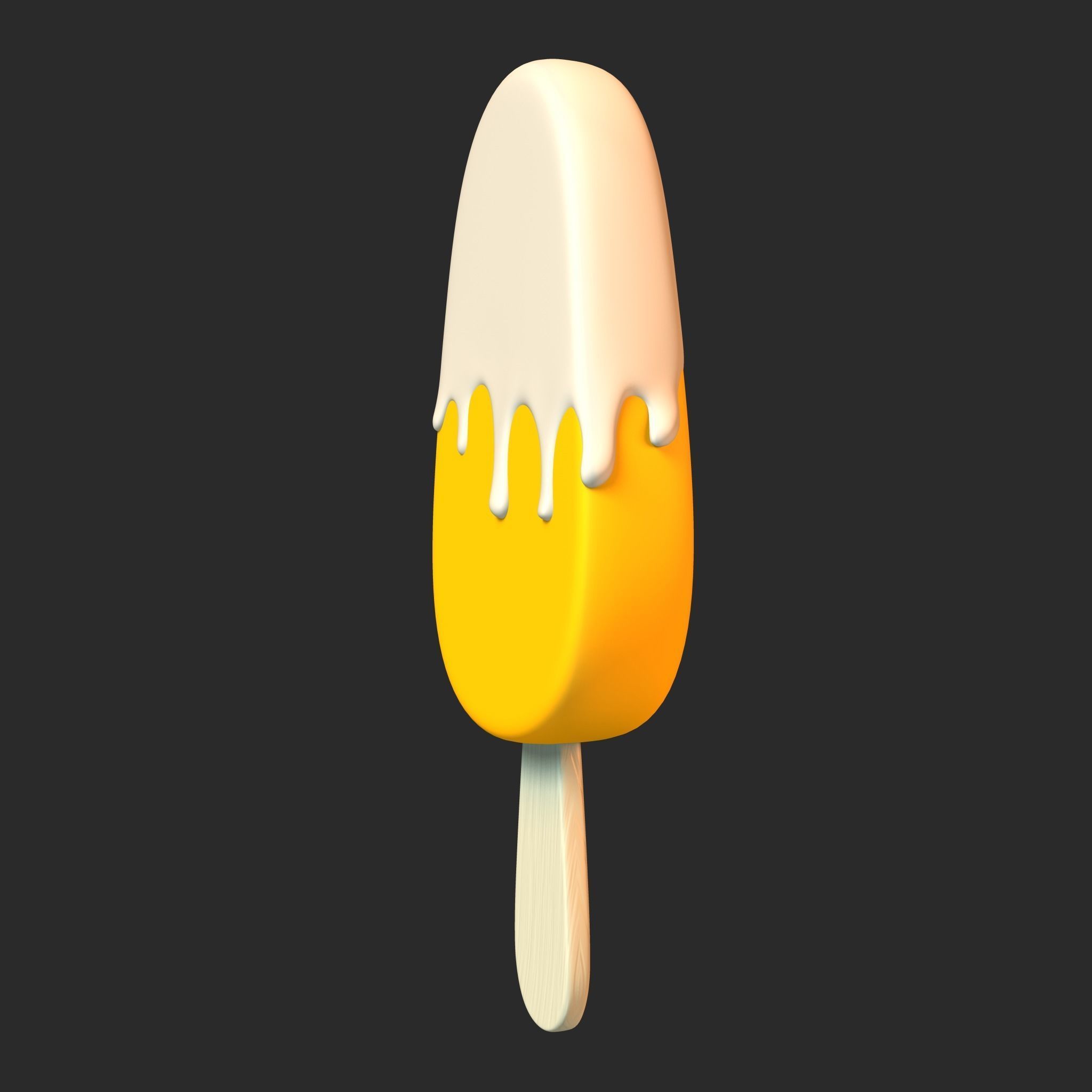 Ice Cream Bar Orange Low-poly 3D model_11