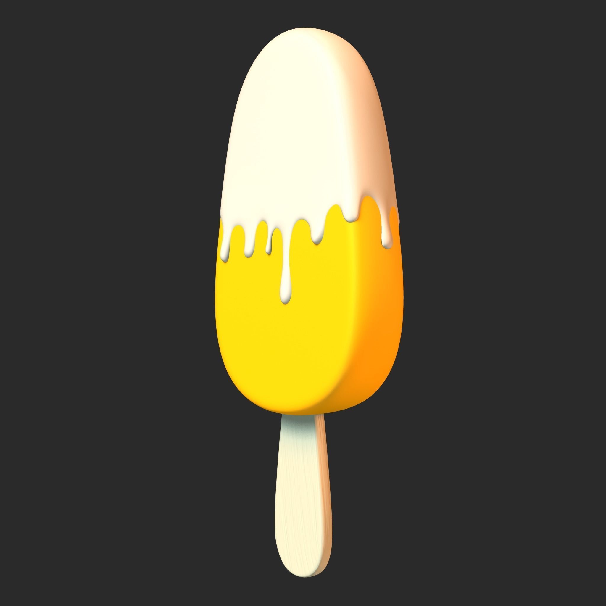 Ice Cream Bar Orange Low-poly 3D model_6