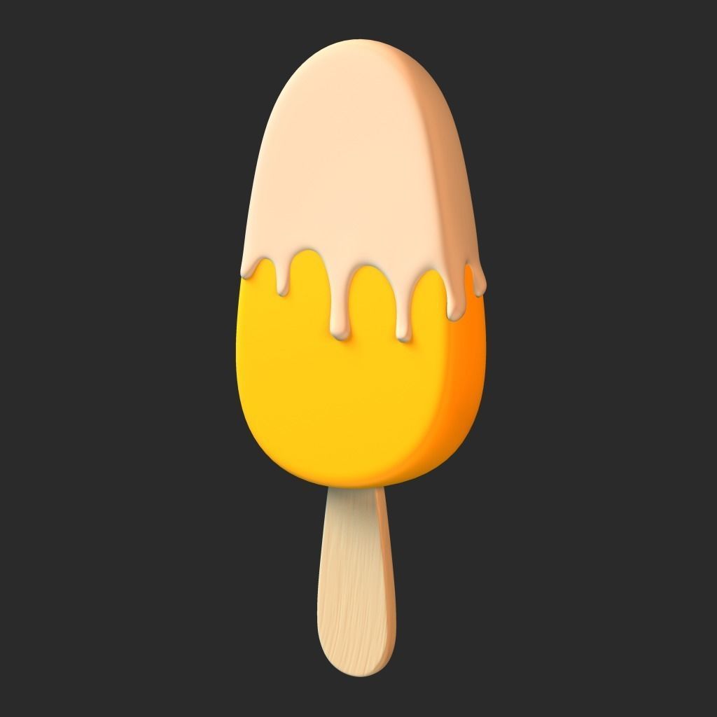 Ice Cream Bar Orange Low-poly 3D model_12