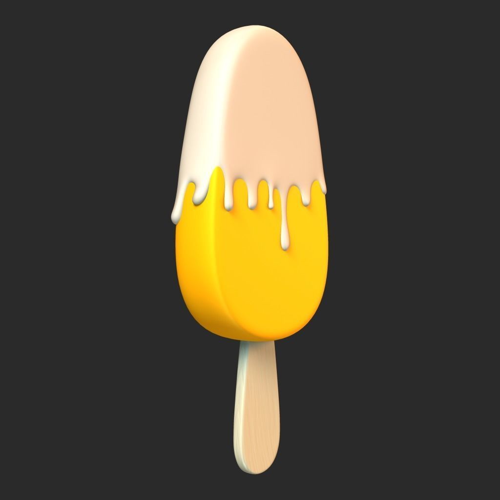 Ice Cream Bar Orange Low-poly 3D model_9