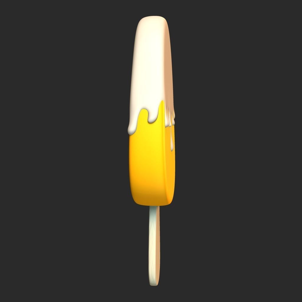 Ice Cream Bar Orange Low-poly 3D model_10