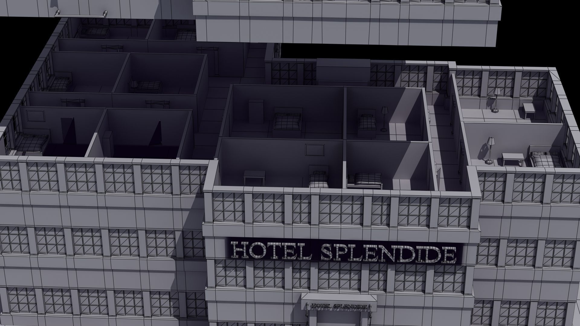 Hotel Full Interior Low-poly 3D model_51