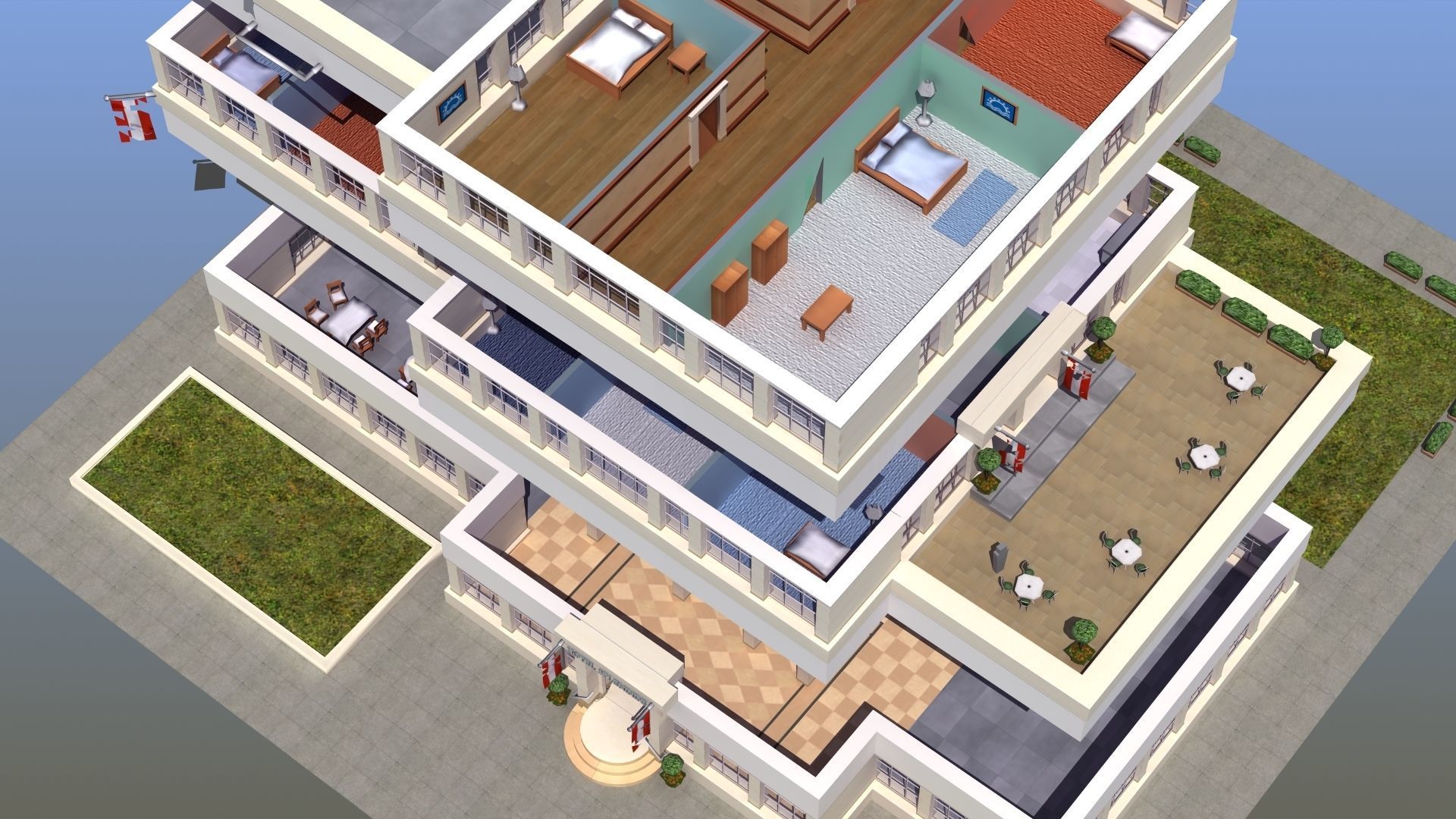 Hotel Full Interior Low-poly 3D model_17