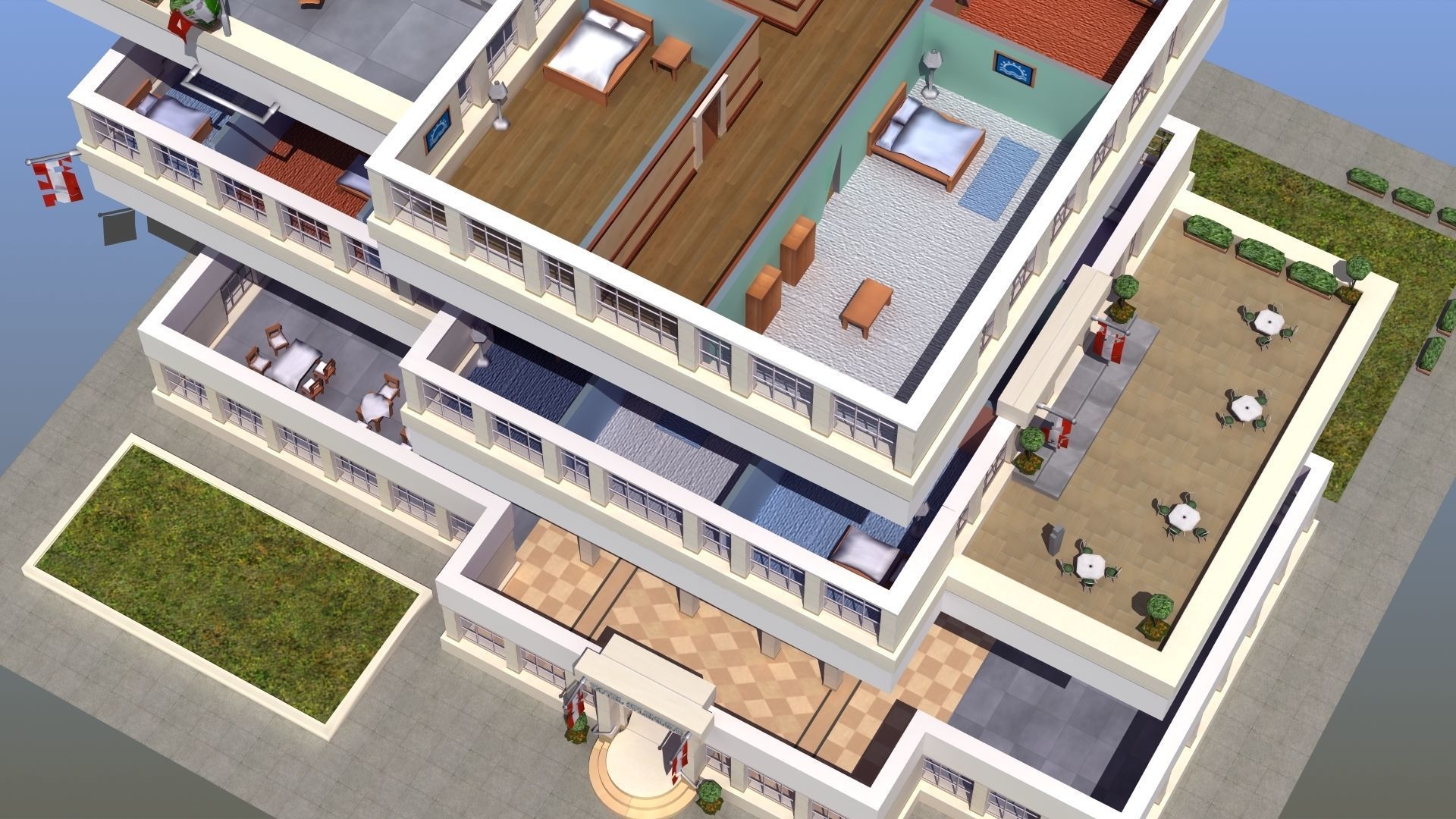 Hotel Full Interior Low-poly 3D model_2