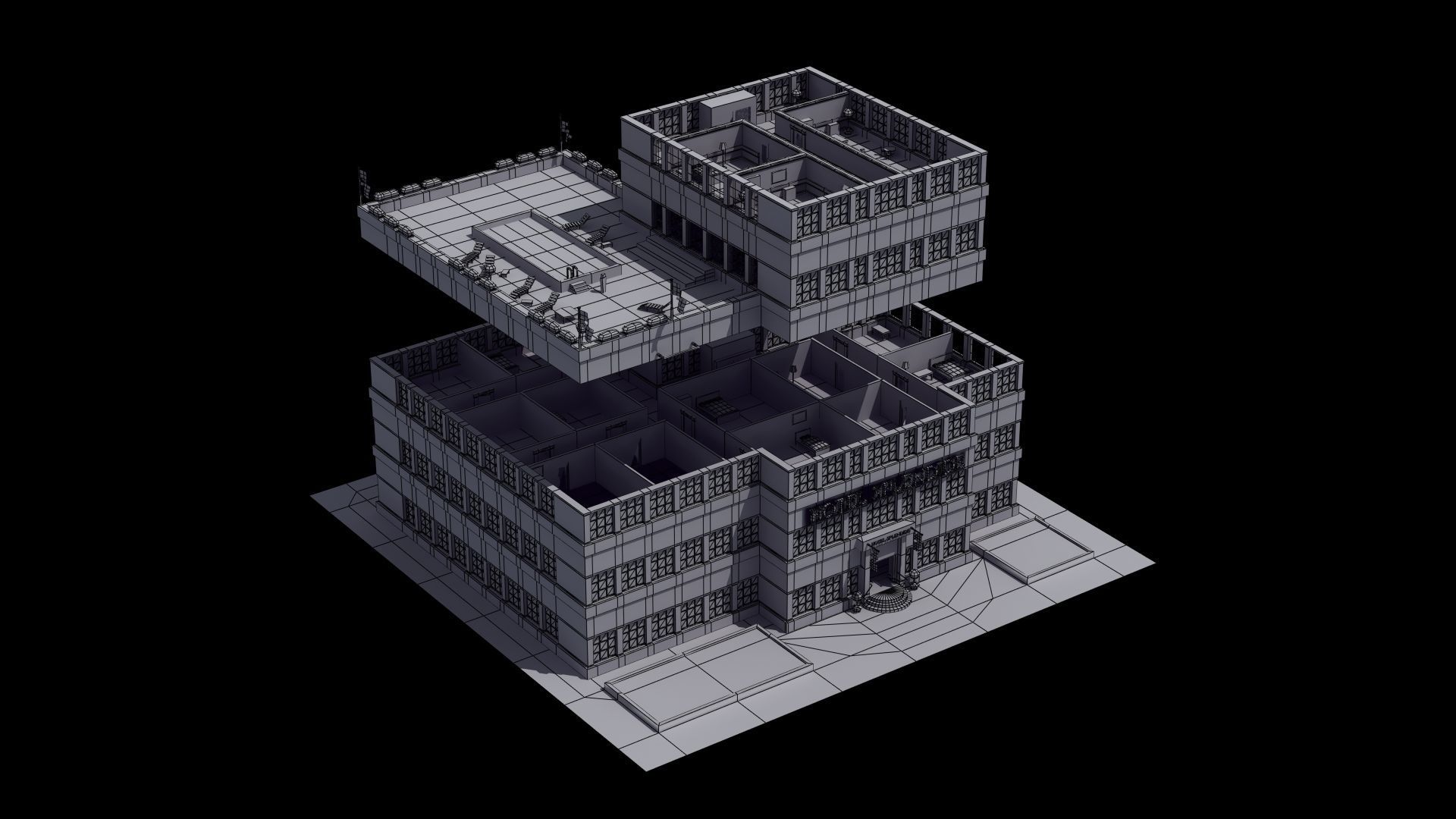 Hotel Full Interior Low-poly 3D model_65