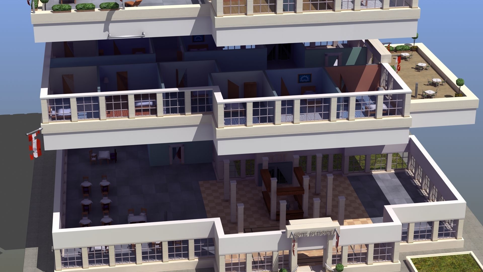 Hotel Full Interior Low-poly 3D model_28