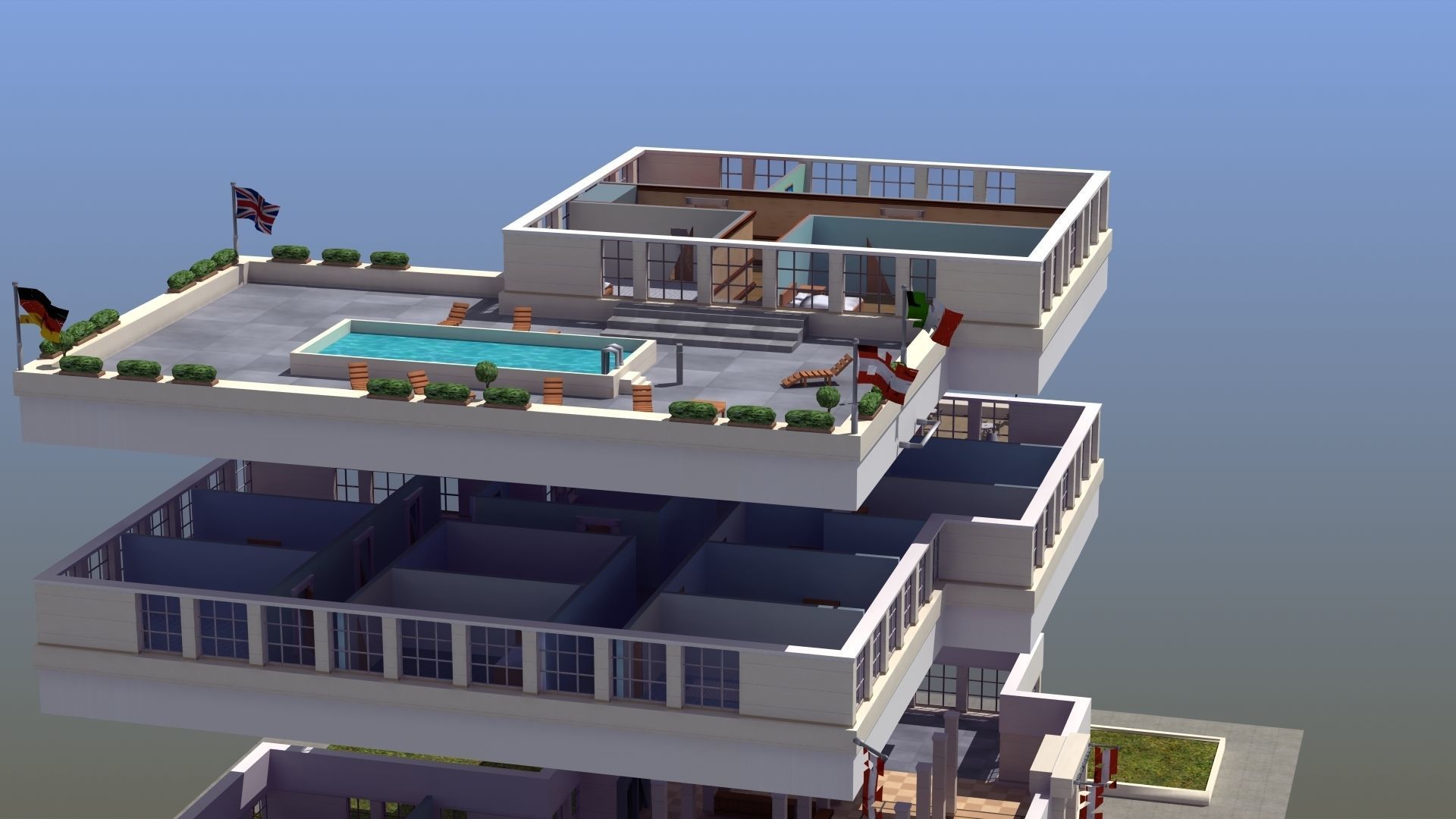 Hotel Full Interior Low-poly 3D model_27