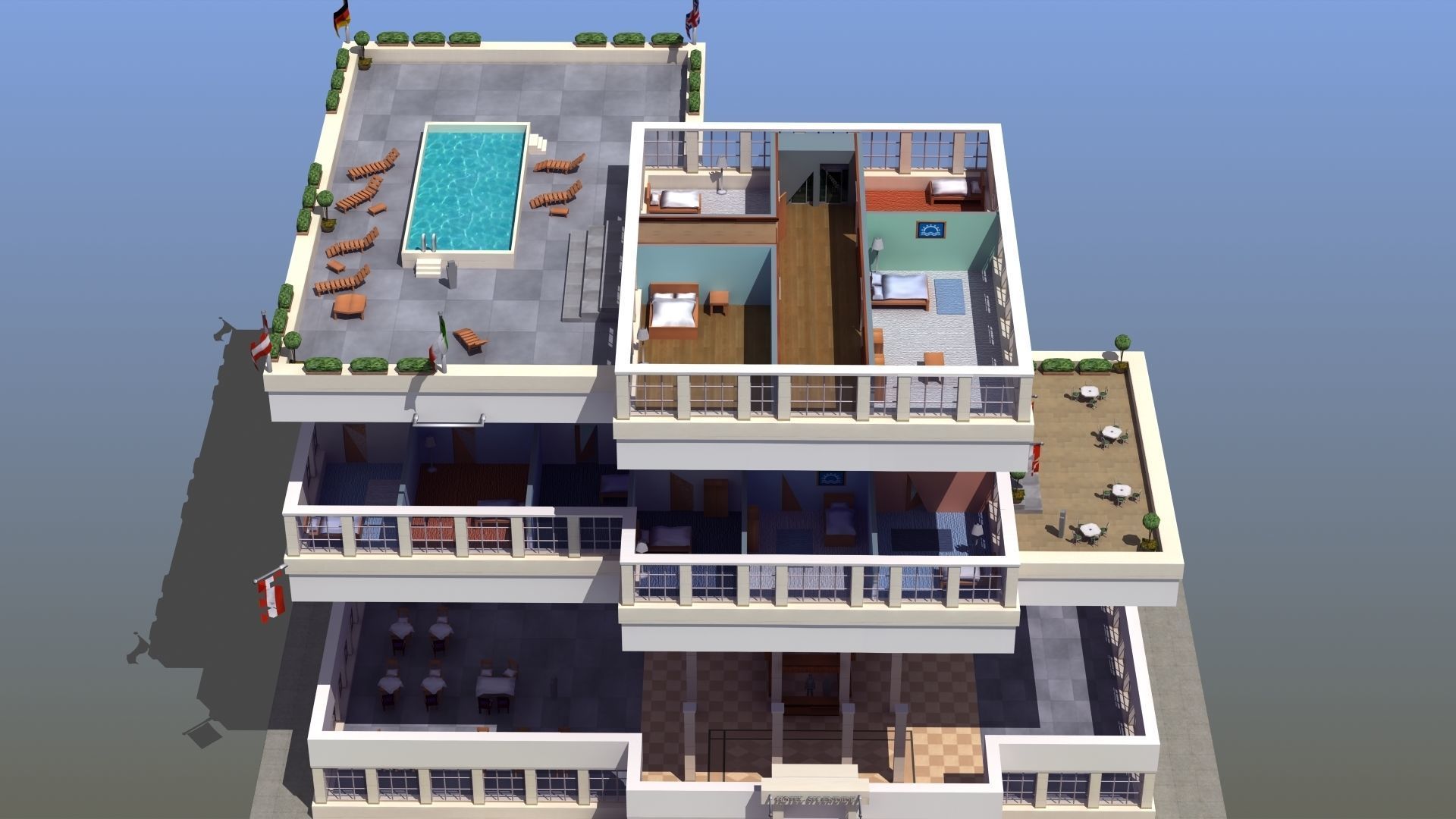 Hotel Full Interior Low-poly 3D model_13