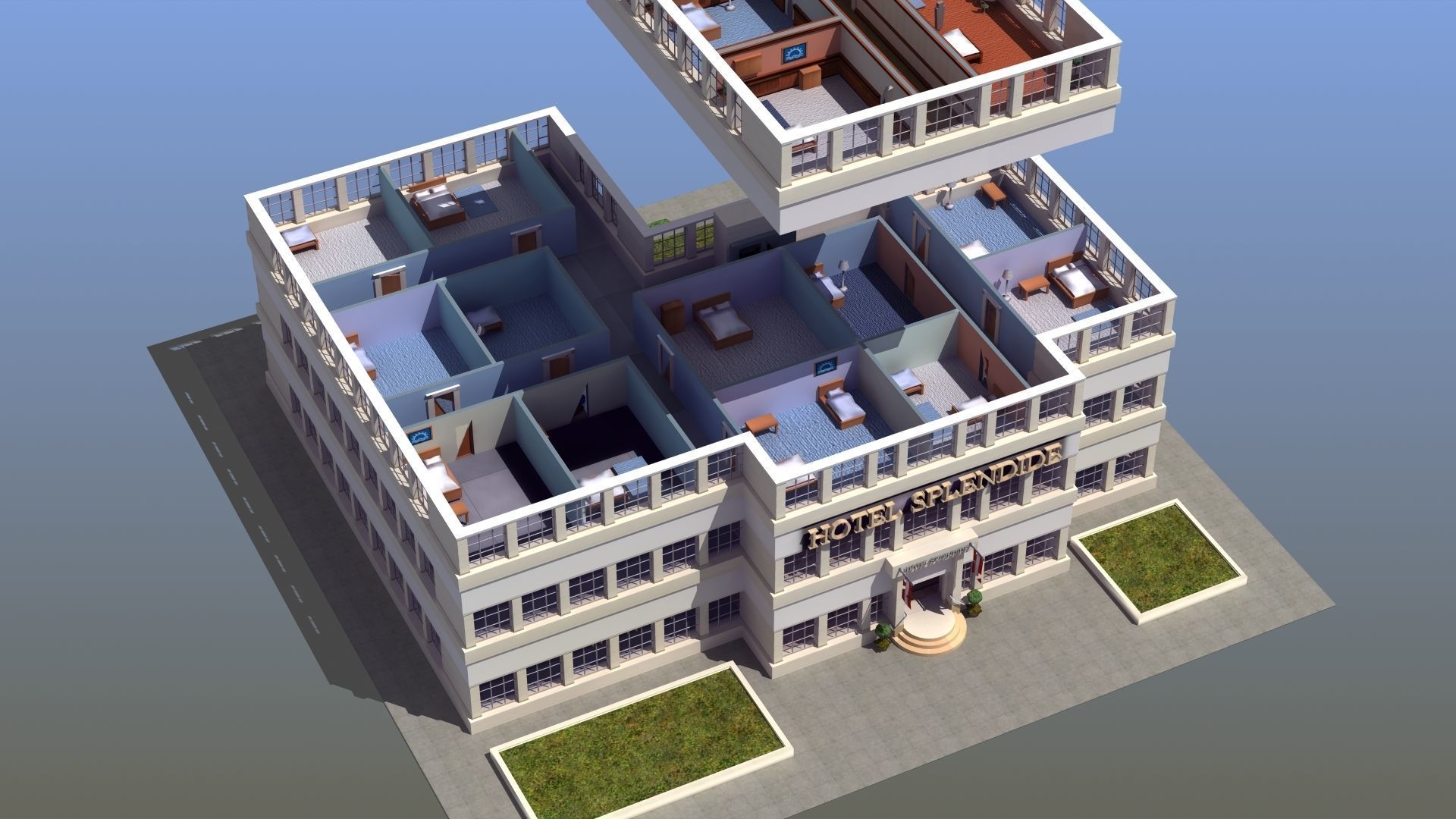 Hotel Full Interior Low-poly 3D model_73