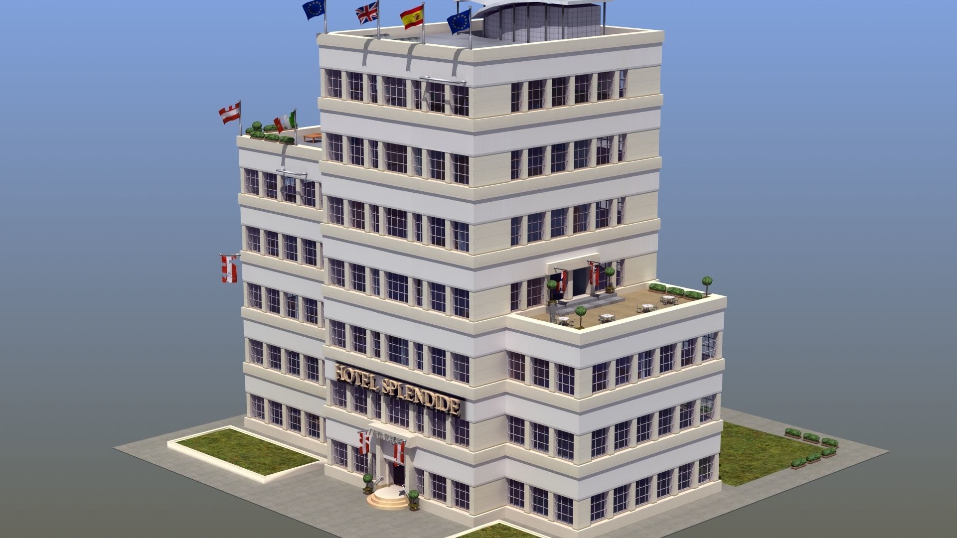 Hotel Full Interior Low-poly 3D model_57