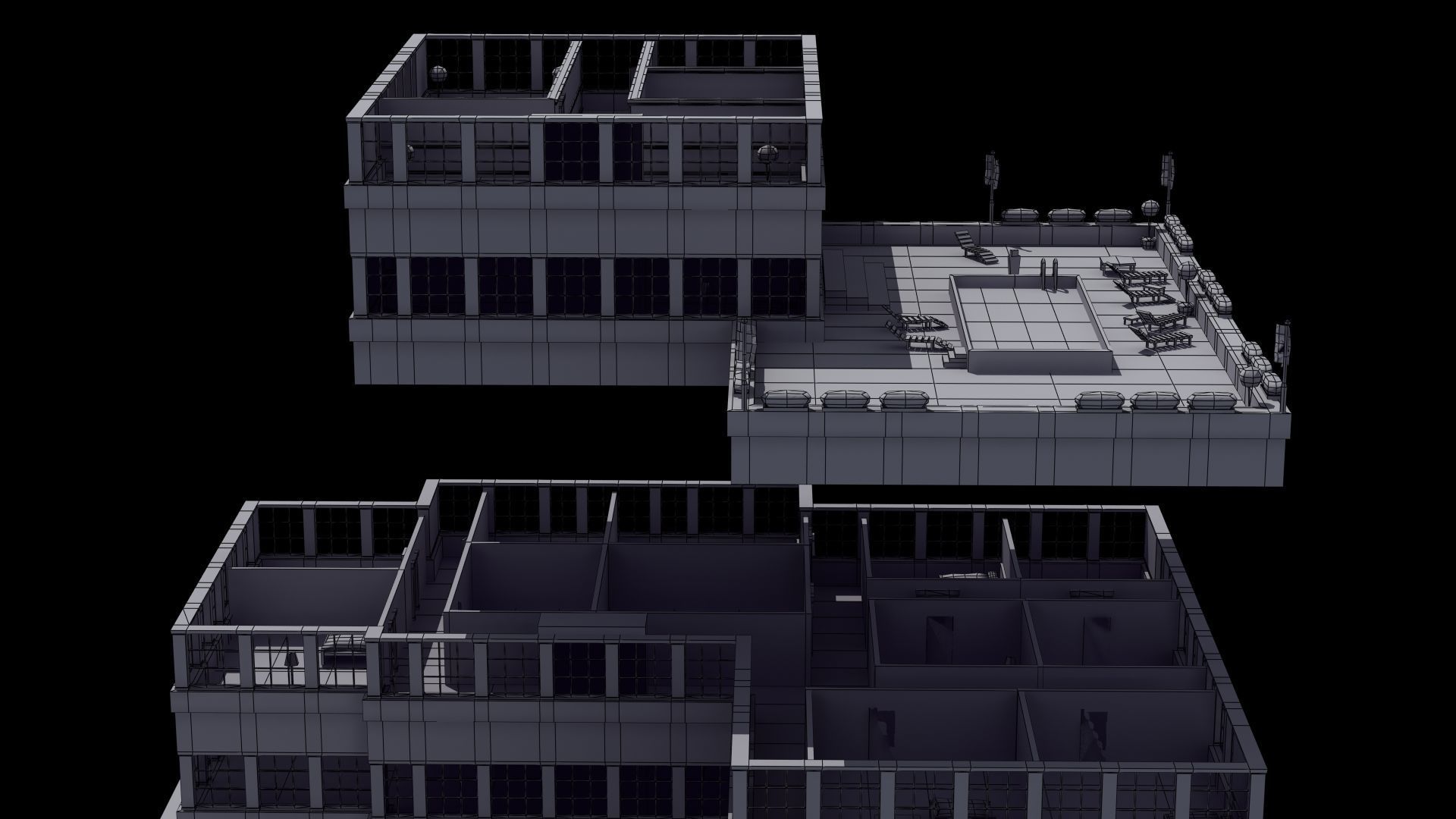 Hotel Full Interior Low-poly 3D model_38