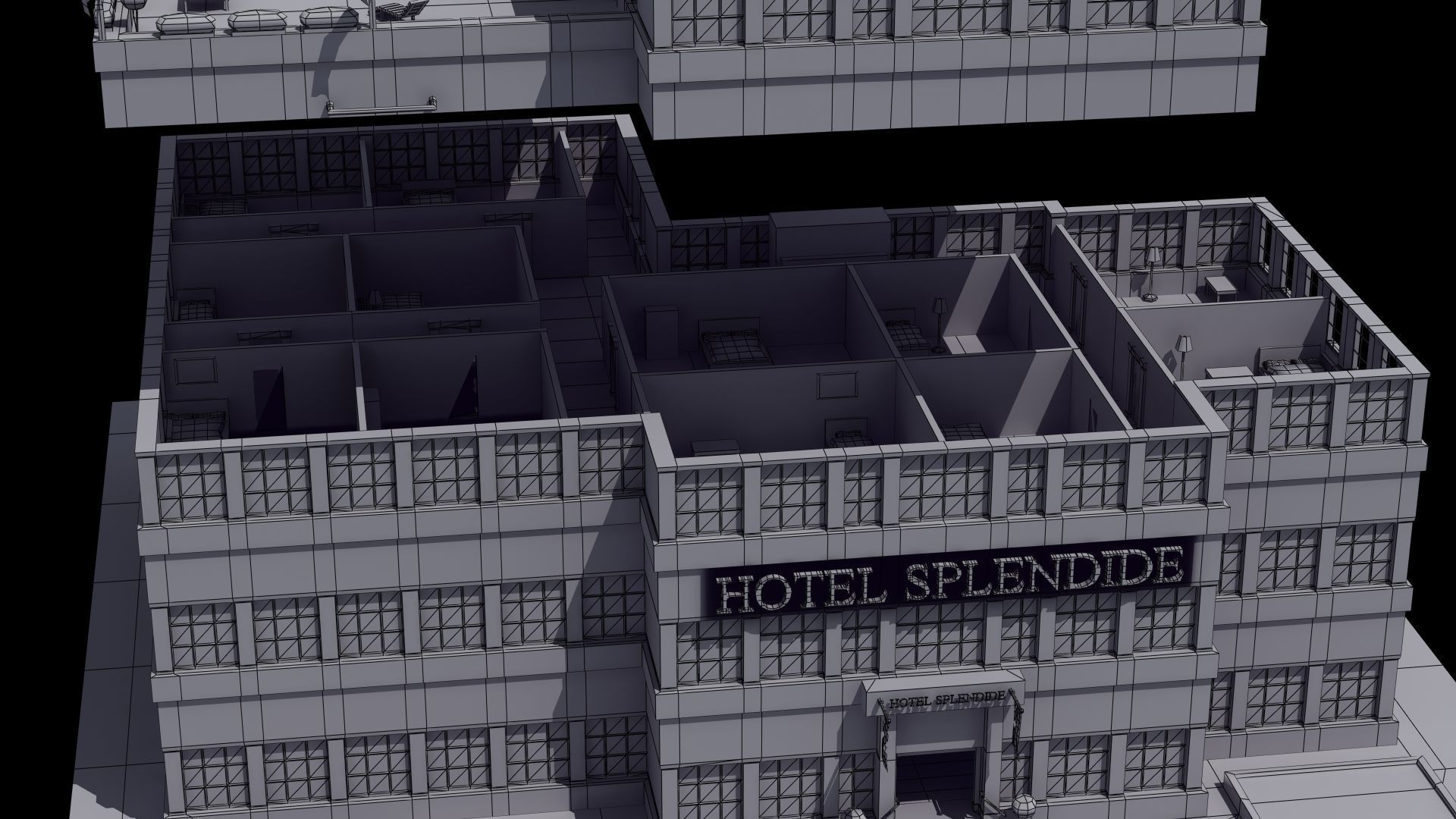 Hotel Full Interior Low-poly 3D model_44