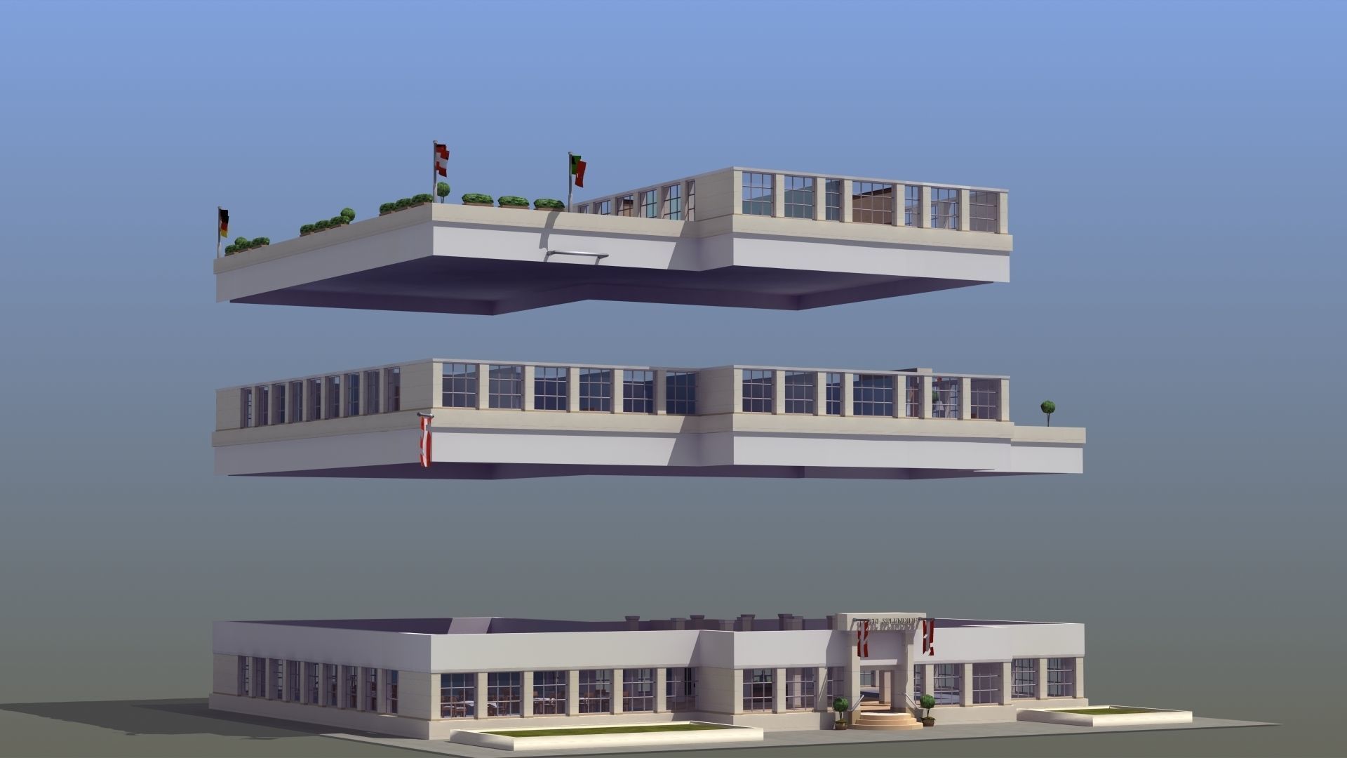 Hotel Full Interior Low-poly 3D model_10