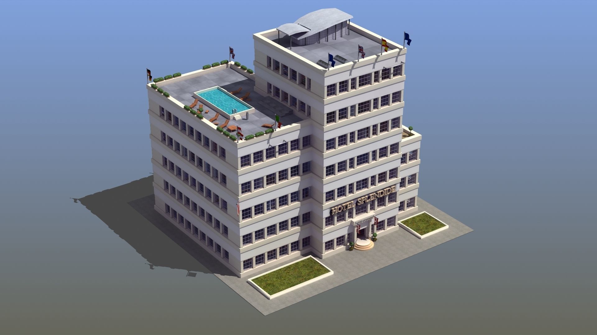 Hotel Full Interior Low-poly 3D model_85