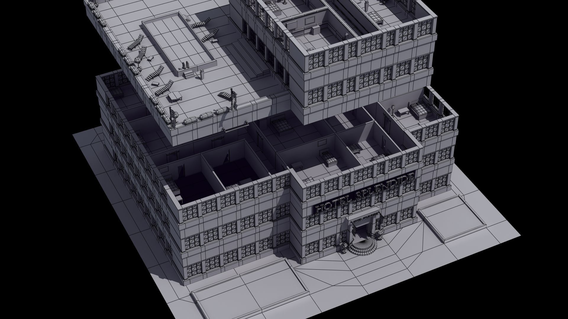 Hotel Full Interior Low-poly 3D model_34