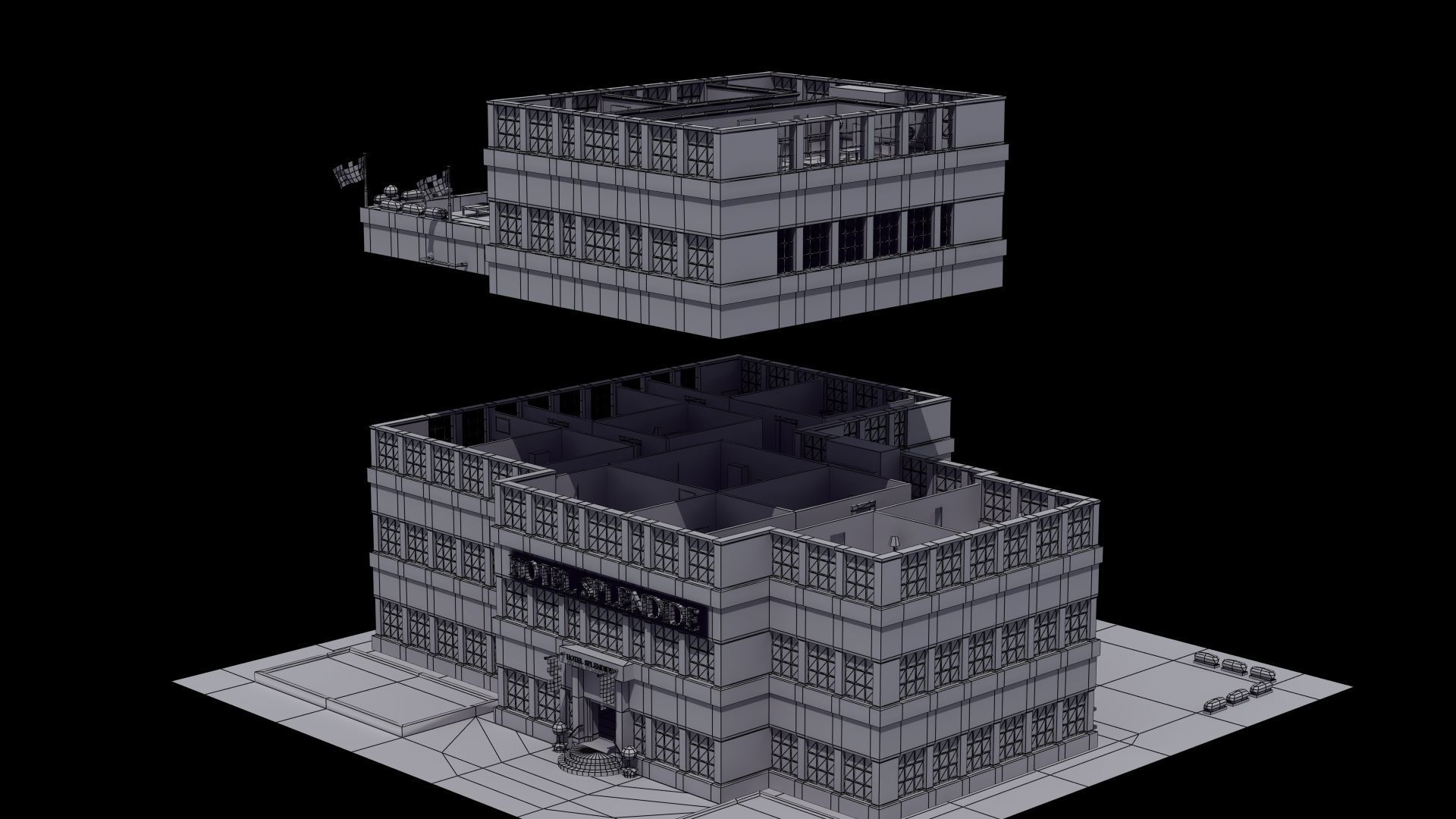 Hotel Full Interior Low-poly 3D model_37