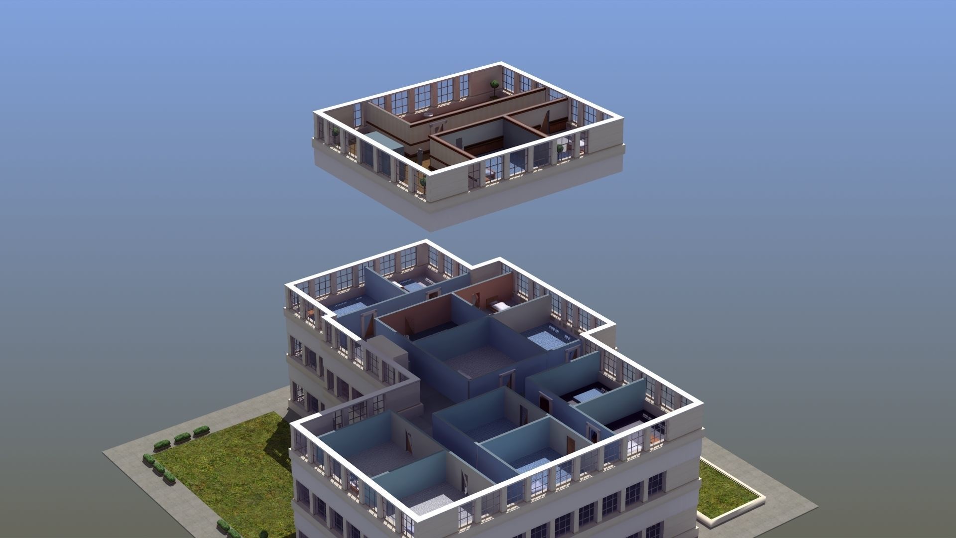 Hotel Full Interior Low-poly 3D model_81