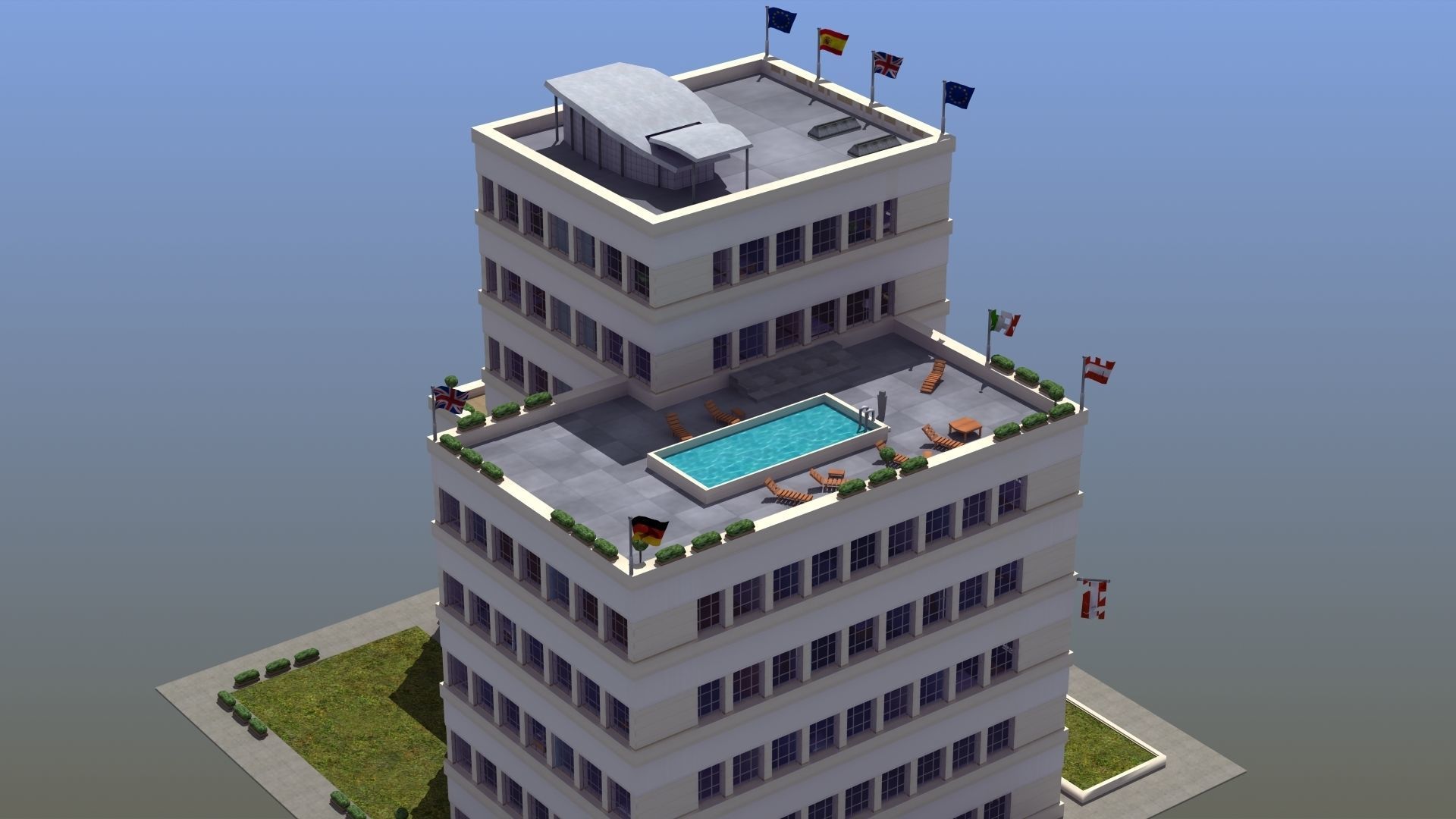 Hotel Full Interior Low-poly 3D model_61