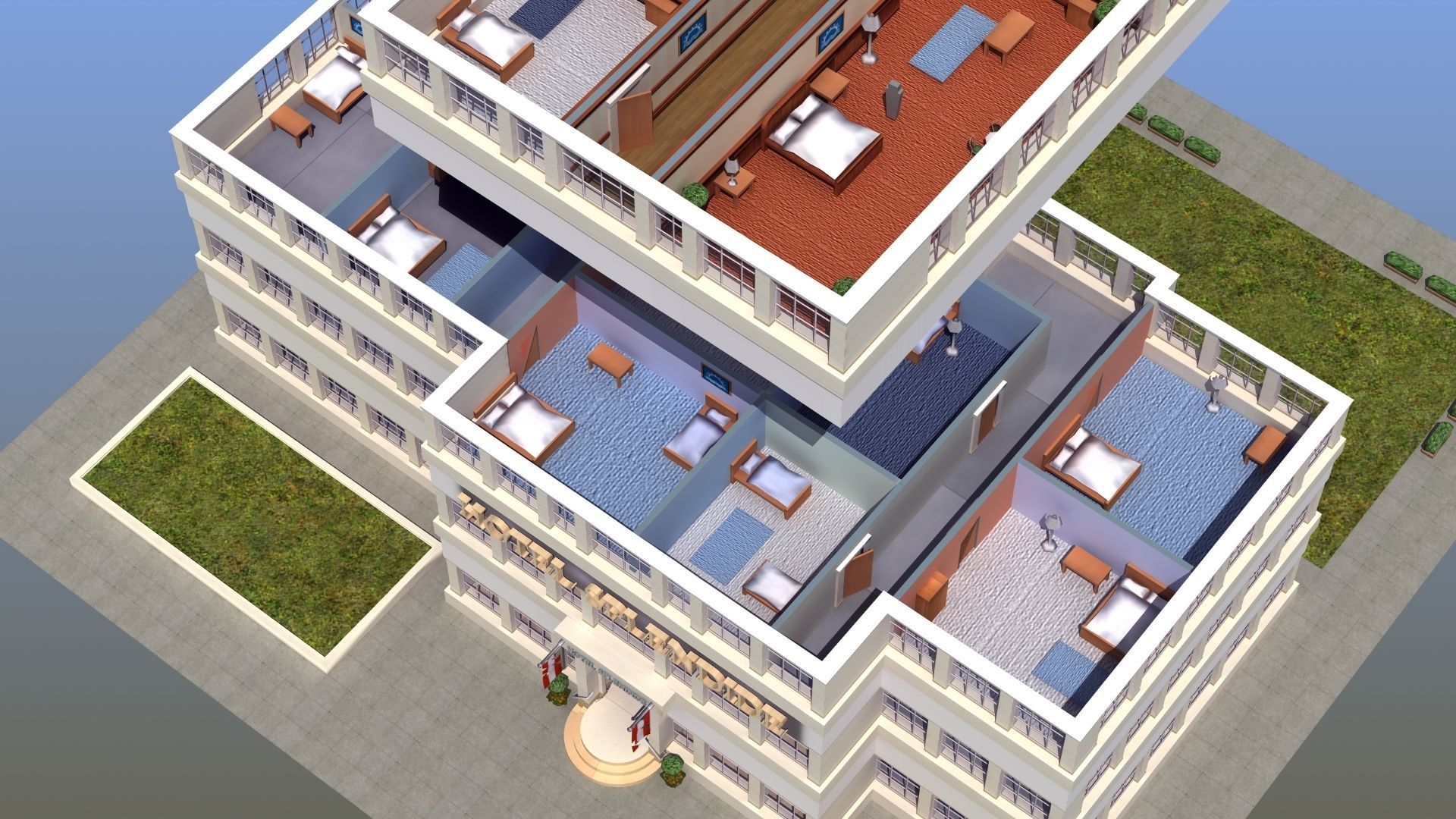 Hotel Full Interior Low-poly 3D model_74