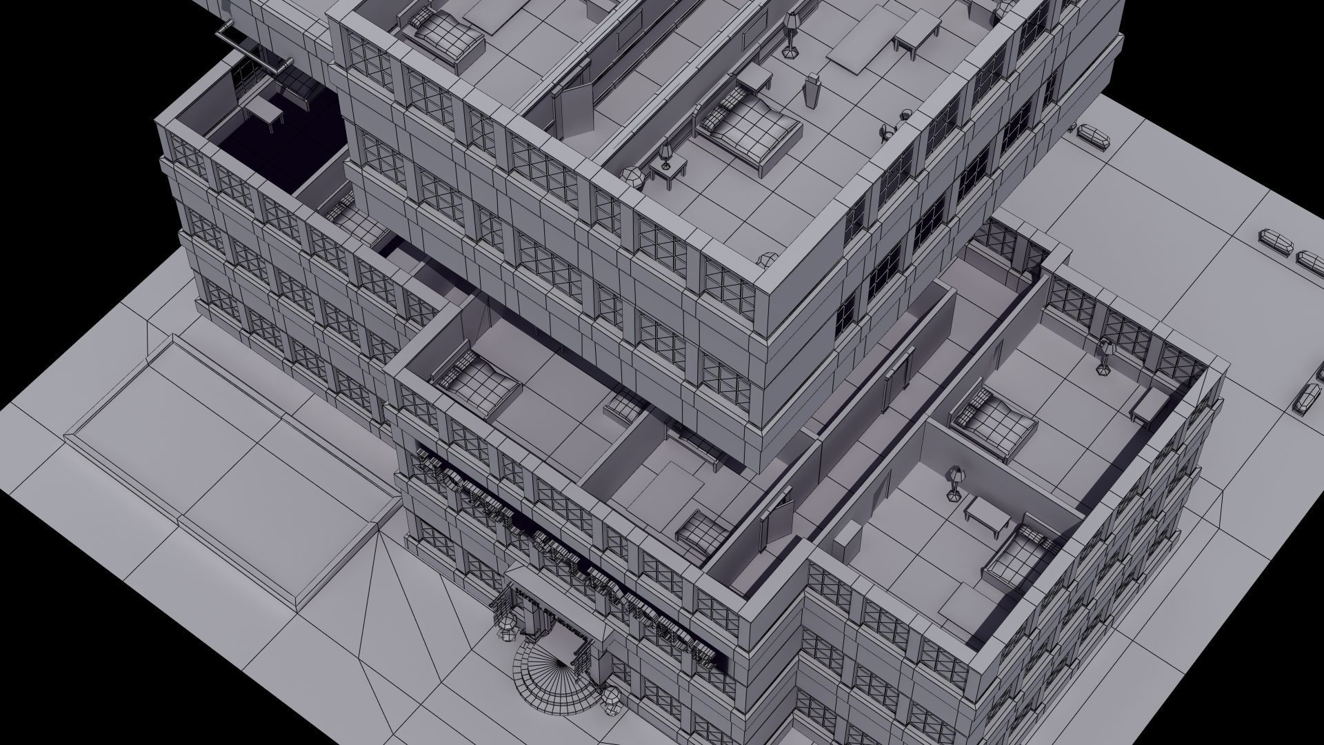 Hotel Full Interior Low-poly 3D model_71