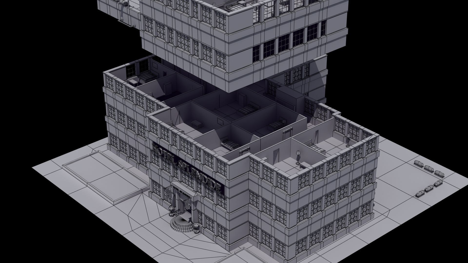 Hotel Full Interior Low-poly 3D model_35