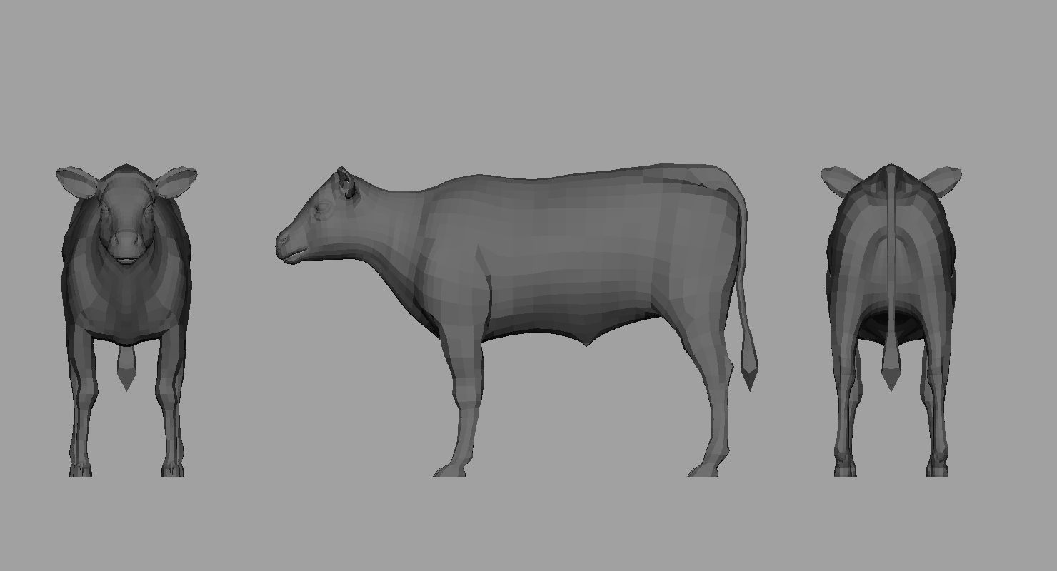 calf 3d model three cows 3D model_1