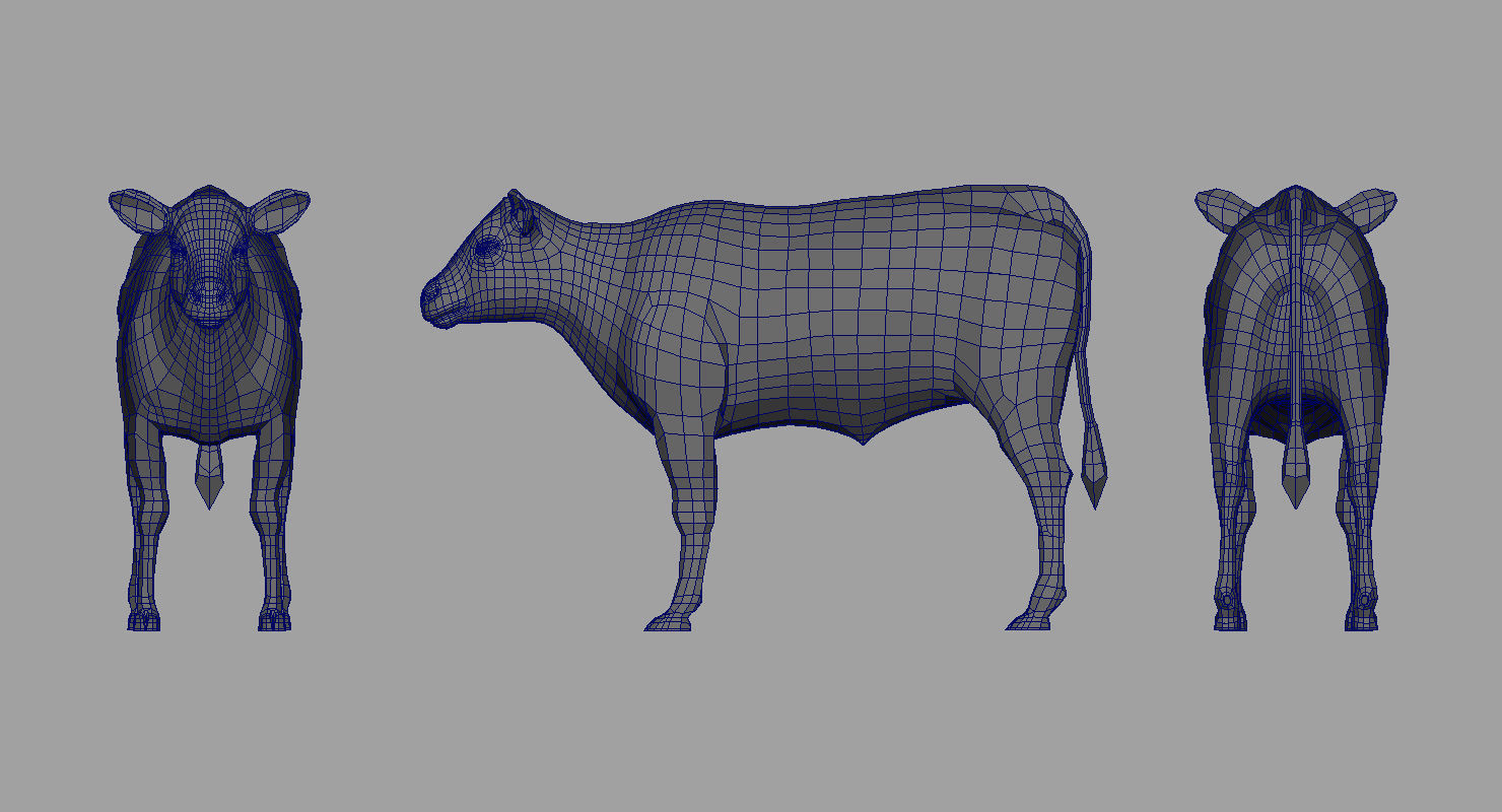 calf 3d model three cows 3D model_2