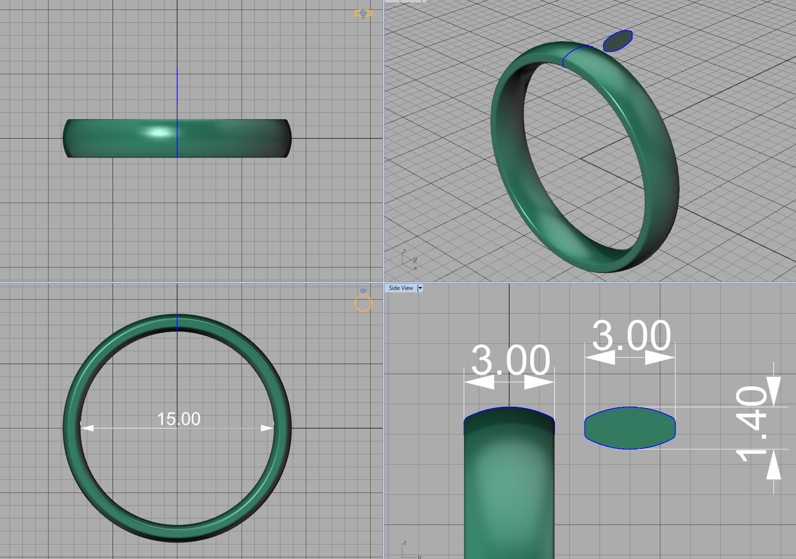 Traditional Court Wedding band 3mm wide 3D print model_4