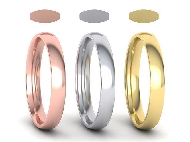 Traditional Court Wedding band 3mm wide 3D print model