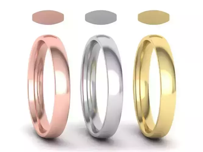 Traditional Court Wedding band 3mm wide 3D print model