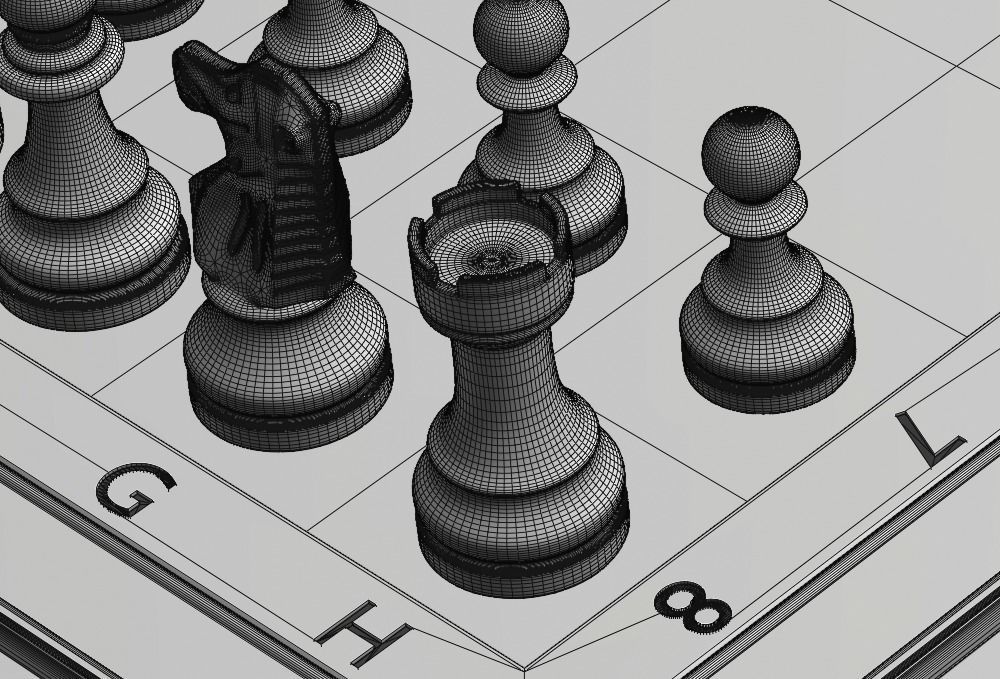 Wooden Chessboard Classic 3D model_4