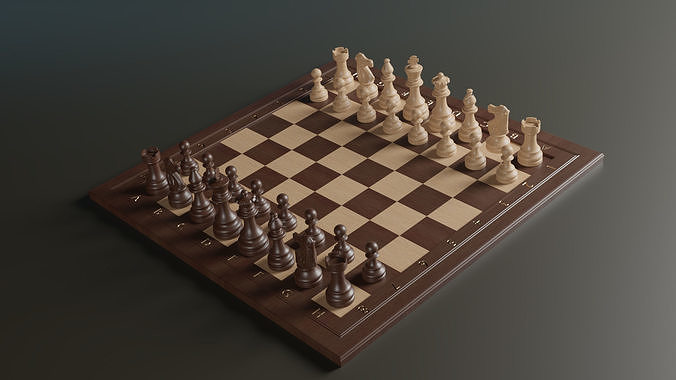 Wooden Chessboard Classic 3D model