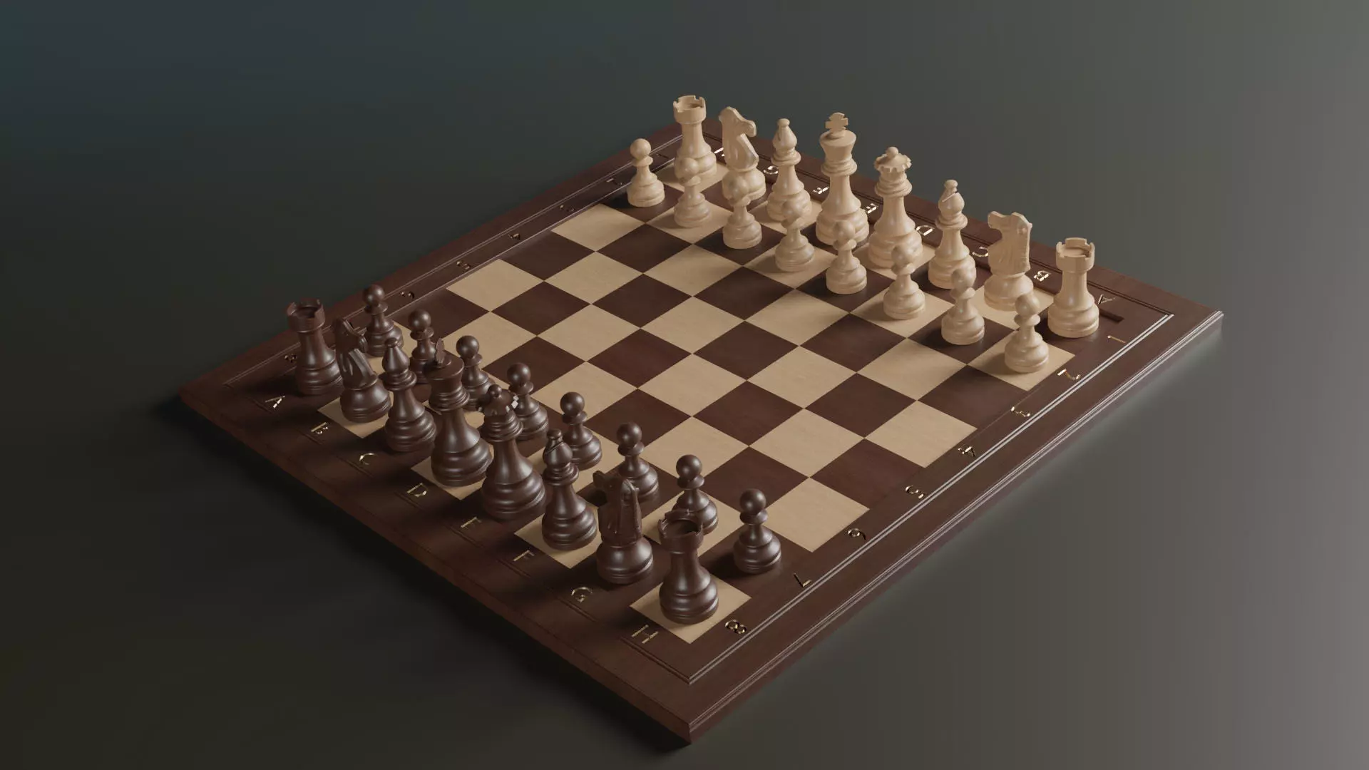 Wooden Chessboard Classic 3D model_0