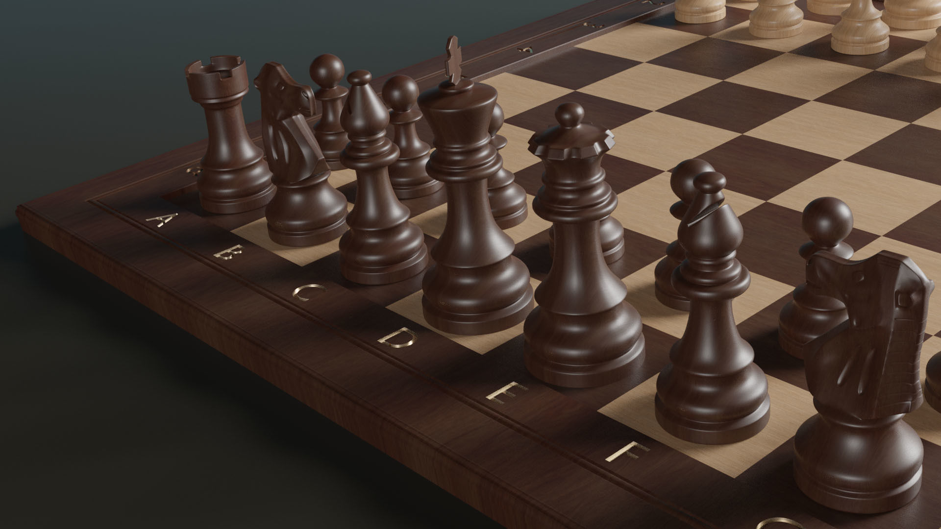 Wooden Chessboard Classic 3D model_2