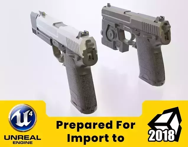 HK USP 45 HL2 style Low-poly 3D model