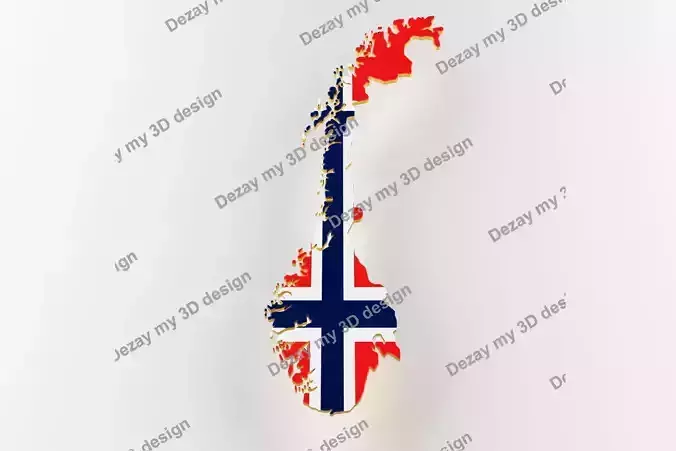 Norway map image with flag 3D model