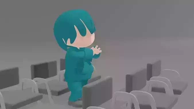 SEBAS cartoon character on chair