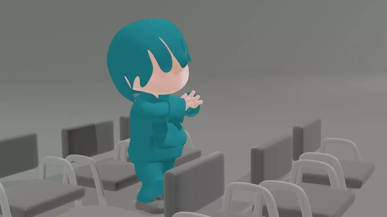 SEBAS cartoon character on chair Free 3D model