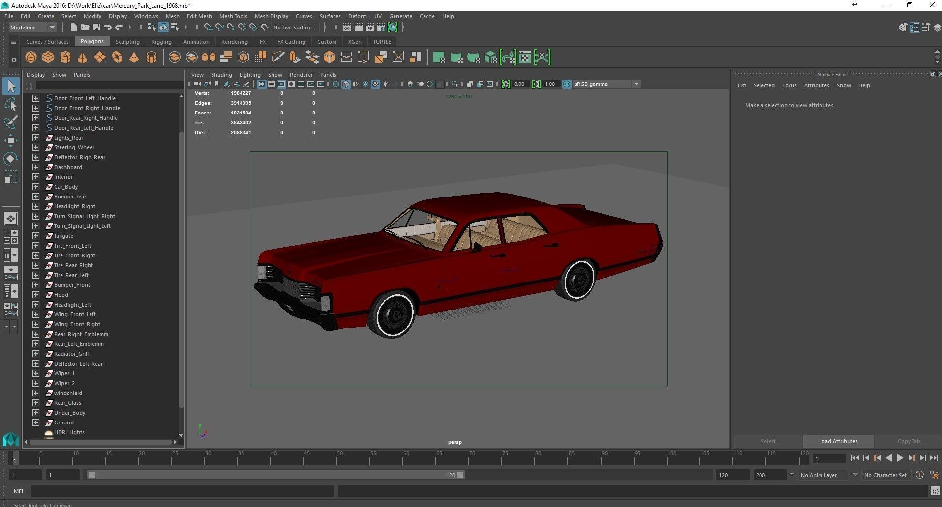 Mercury park Lane 1968 3D model_20